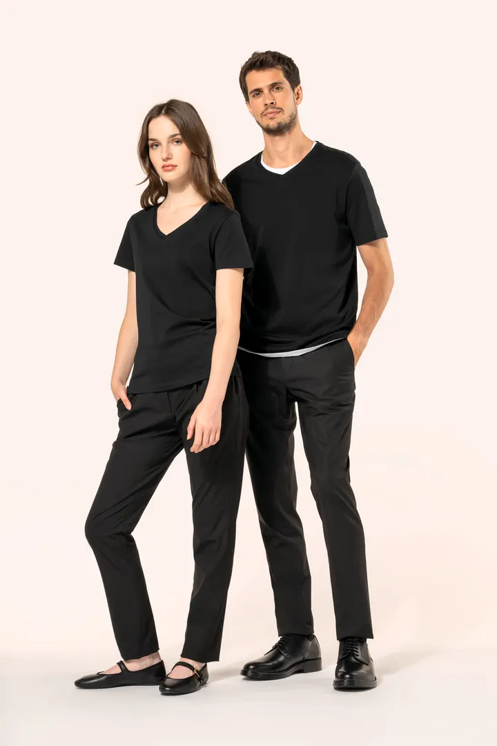 Supima® Damen-T-Shirt mit V-Ausschnitt und kurzen Ärmeln 11