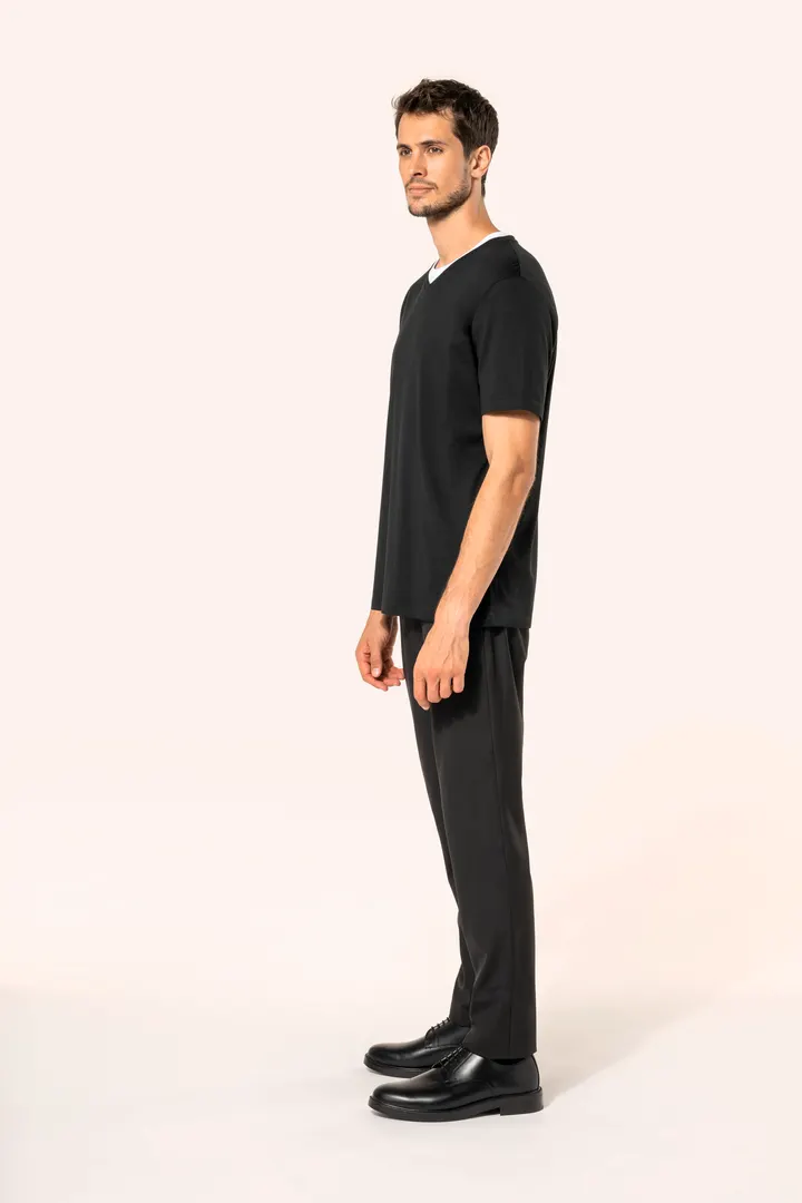 Supima® Herren-T-Shirt mit V-Ausschnitt und kurzen Ärmeln 4