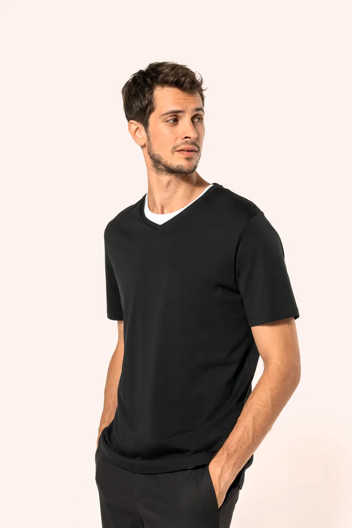 Supima® Herren-T-Shirt mit V-Ausschnitt und kurzen Ärmeln 7