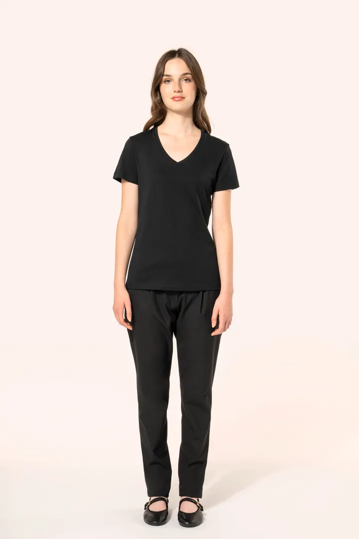 Supima® Damen-T-Shirt mit V-Ausschnitt und kurzen Ärmeln 4