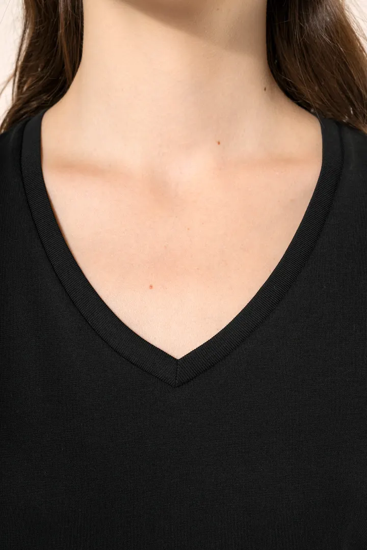Supima® Damen-T-Shirt mit V-Ausschnitt und kurzen Ärmeln 9
