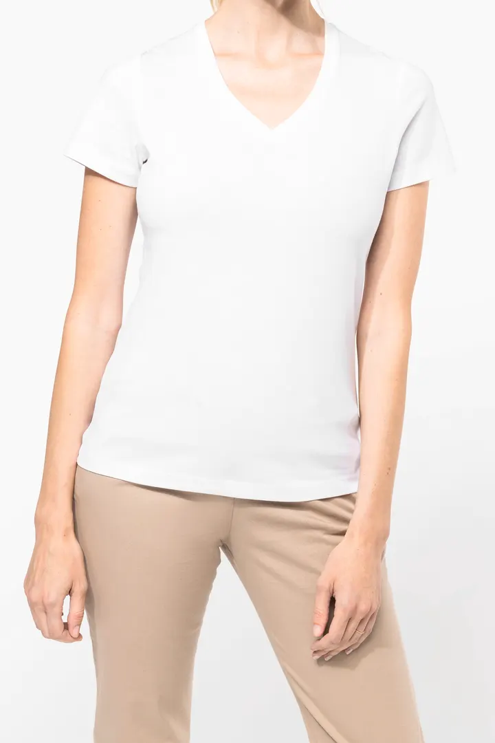 Supima® Damen-T-Shirt mit V-Ausschnitt und kurzen Ärmeln