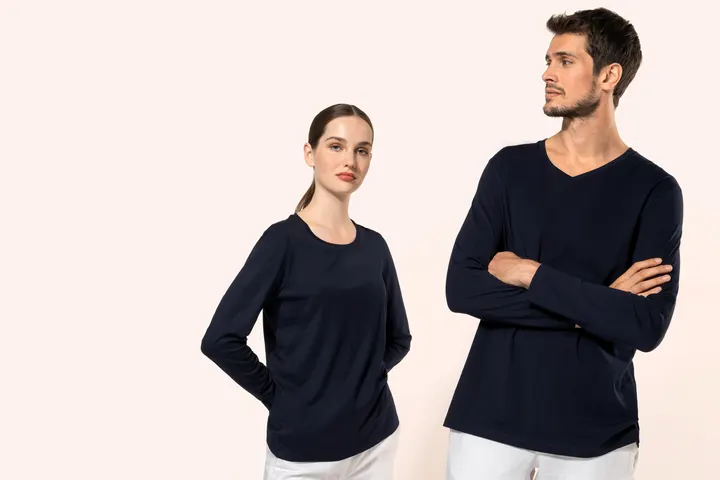 Supima® Damen-T-Shirt mit Rundhalsausschnitt und langen Ärmeln 16