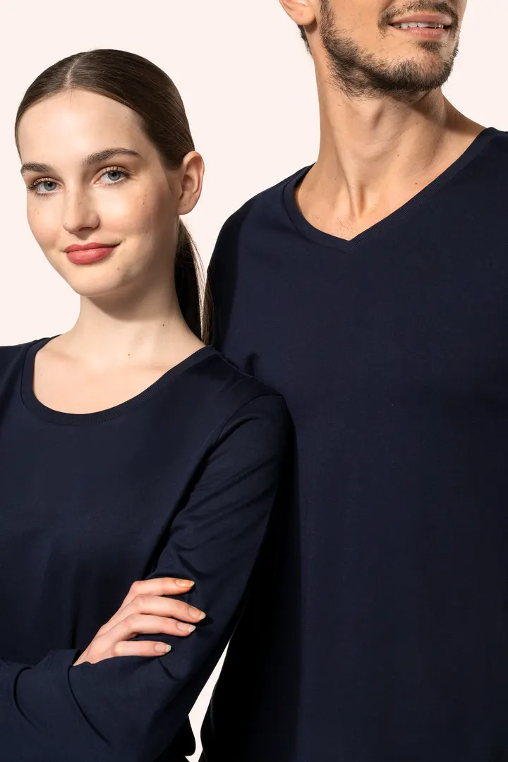 Supima® Damen-T-Shirt mit Rundhalsausschnitt und langen Ärmeln 17