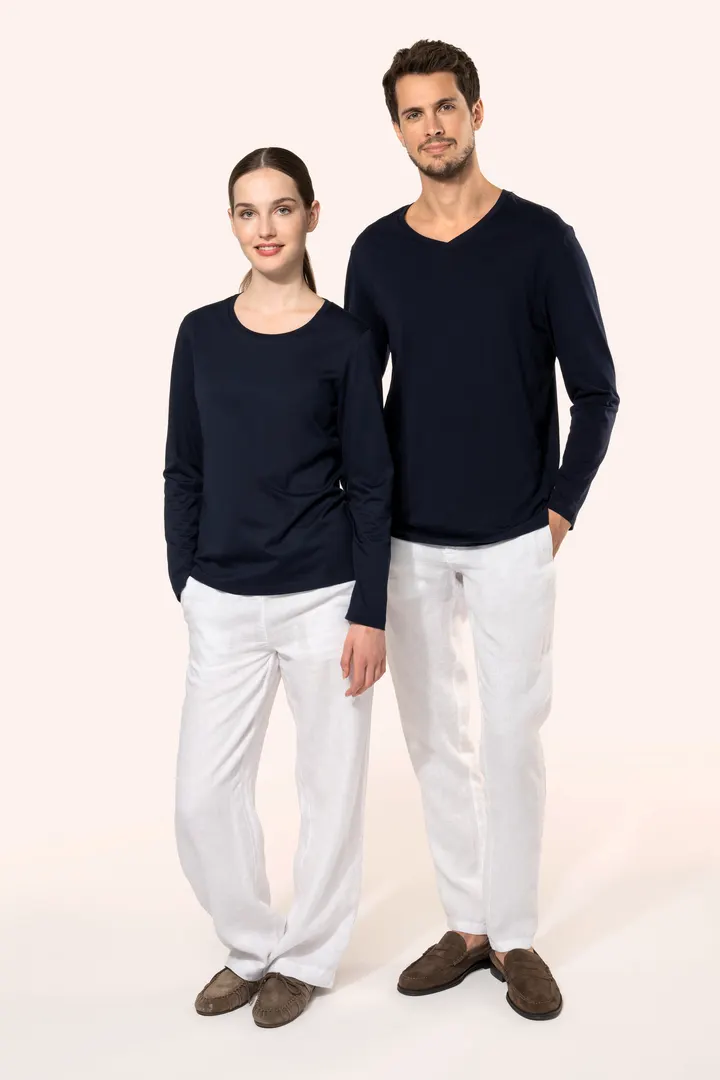 Supima® Damen-T-Shirt mit Rundhalsausschnitt und langen Ärmeln 20