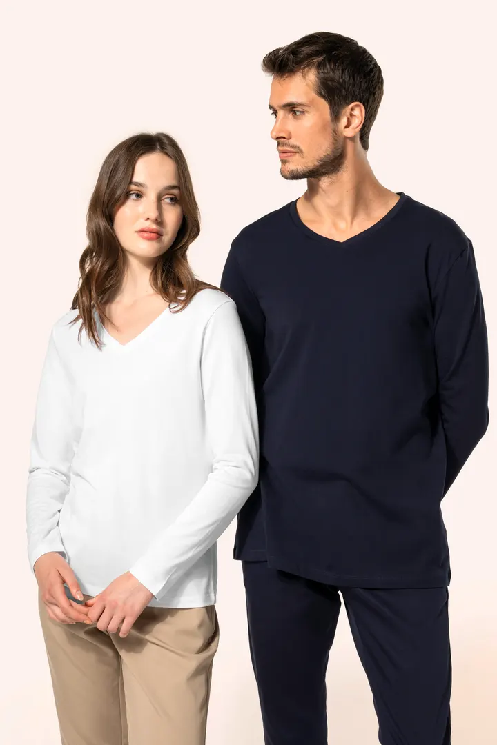 Supima® Herren-T-Shirt mit V-Ausschnitt und langen Ärmeln 19