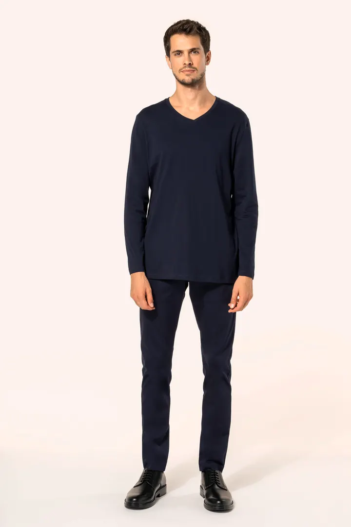 Supima® Herren-T-Shirt mit V-Ausschnitt und langen Ärmeln 3