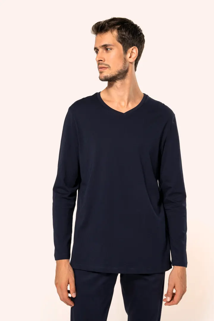 Supima® Herren-T-Shirt mit V-Ausschnitt und langen Ärmeln 8