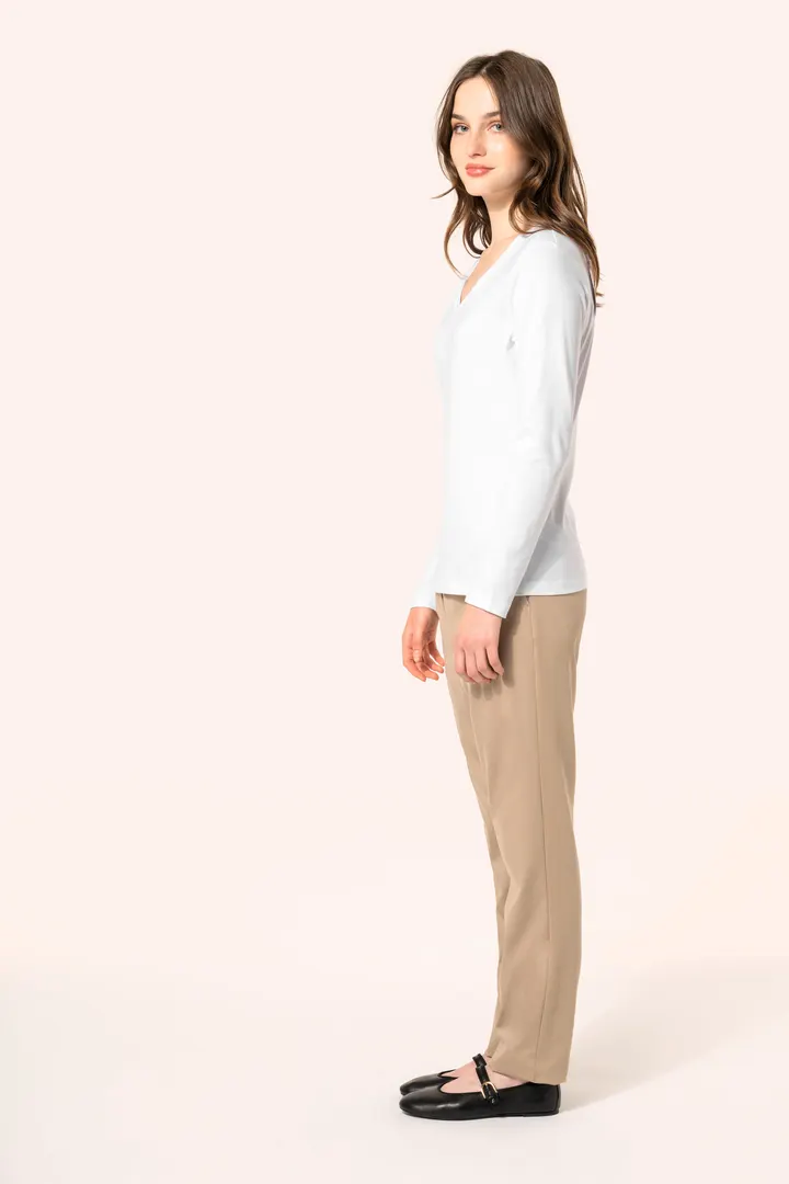 T-shirt Supima® col V manches longues femme 4