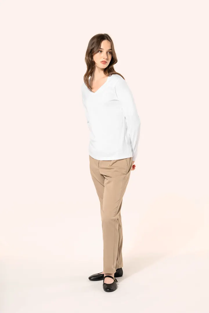 T-shirt Supima® col V manches longues femme 6