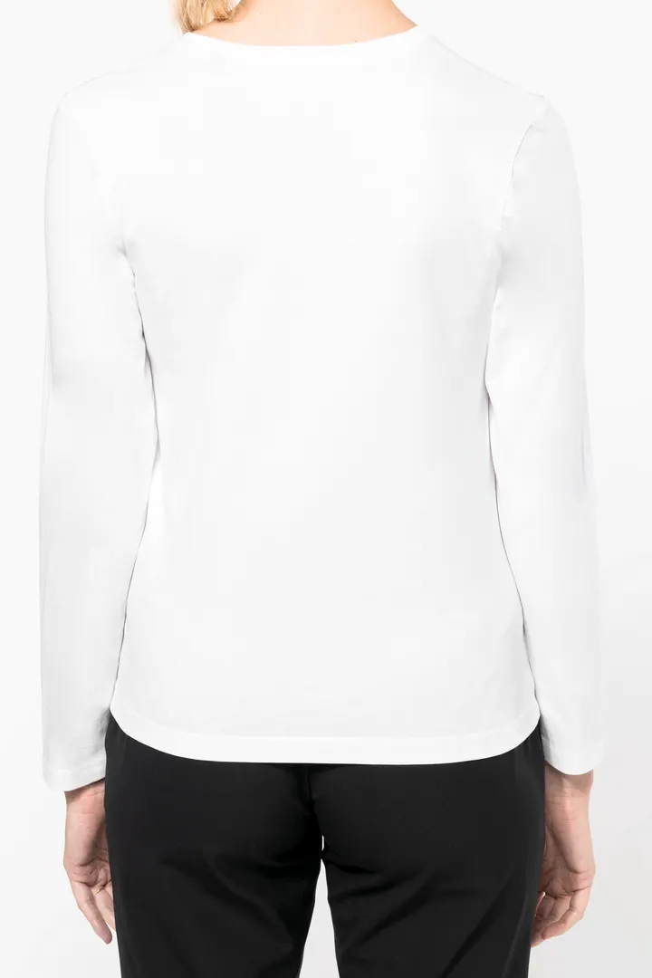 Supima® Damen-T-Shirt mit V-Ausschnitt und langen Ärmeln