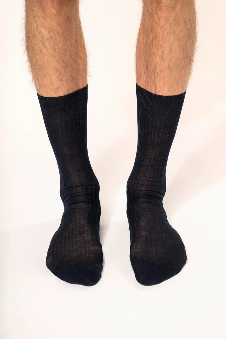 4 x 2 Fil d'Écosse Herrensocken aus Baumwollripp 1