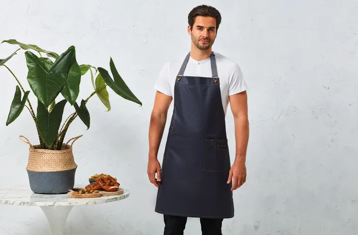 District - Waxed look denim bib apron 4