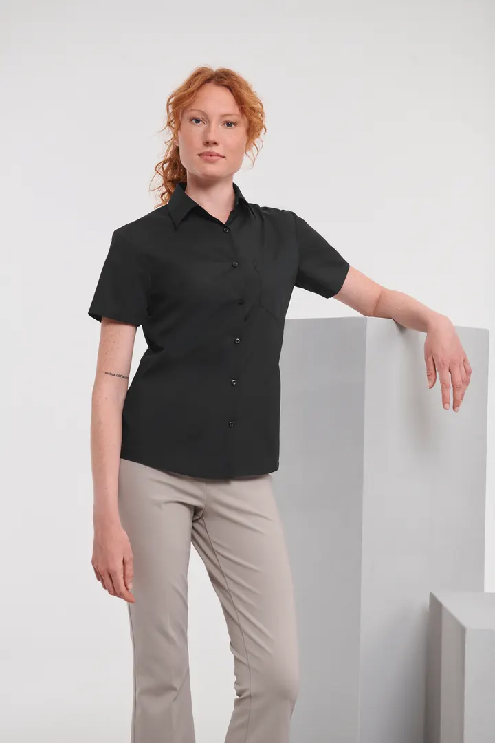 Chemise femme popeline polycoton manches courtes 2