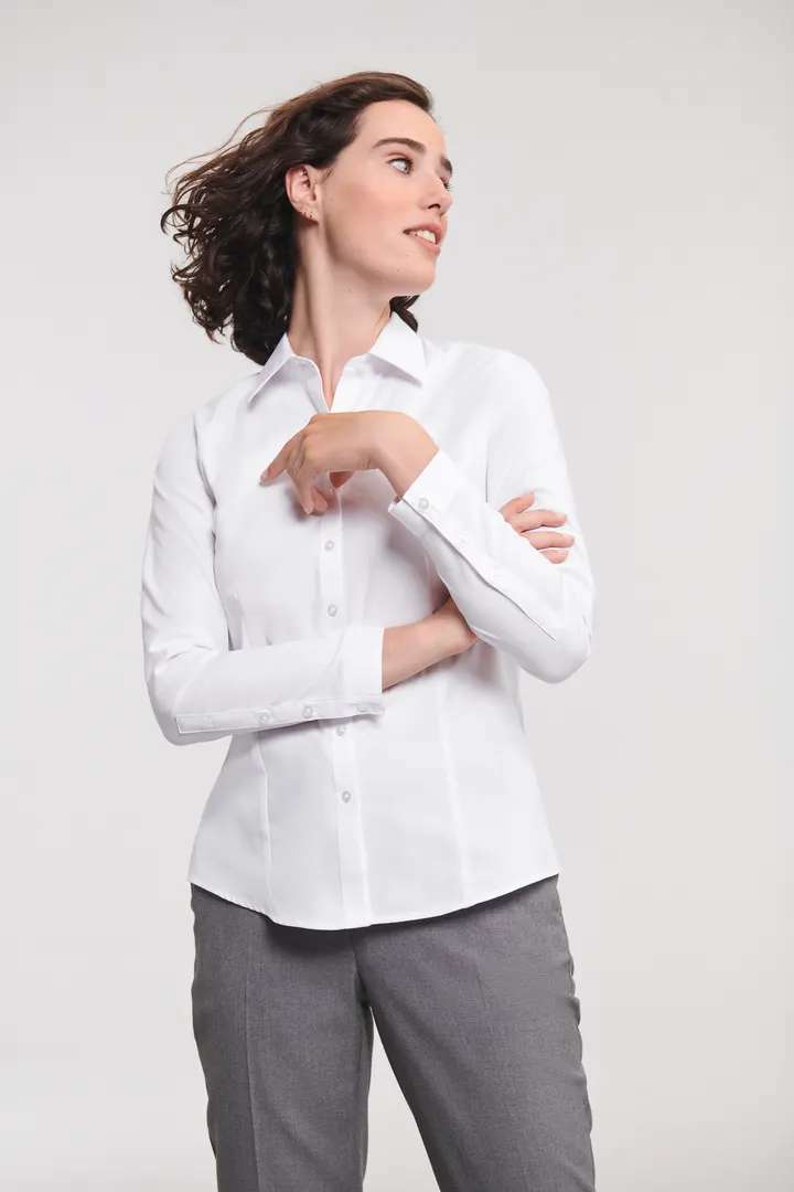 Ladies Long Sleeve Herringbone Shirt 2