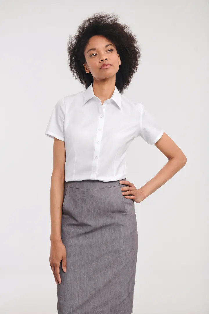 Ladies Short Sleeve Herringbone Shirt 2