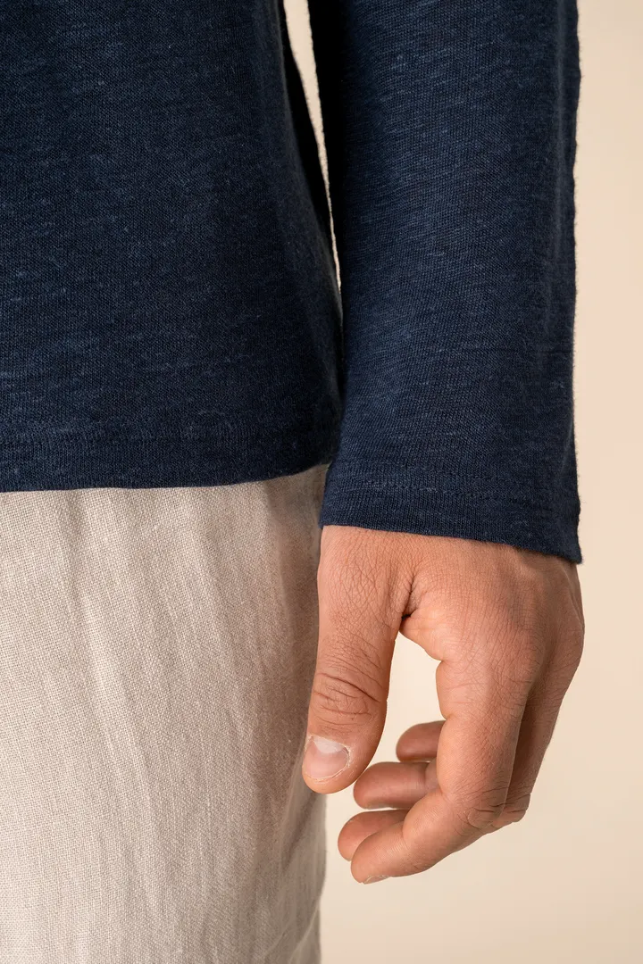 Polo manches longues en lin homme 6