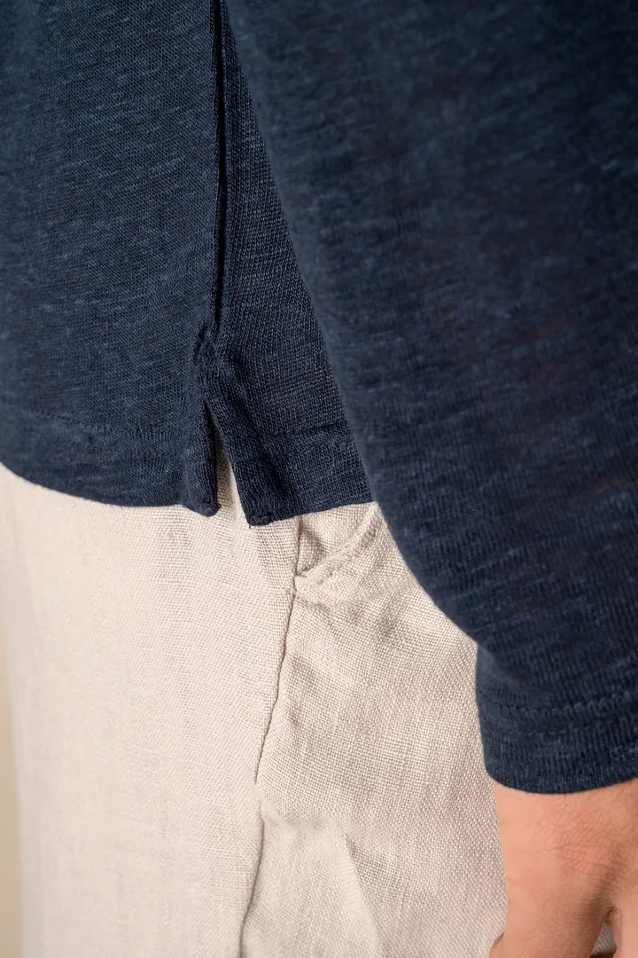 Polo manches longues en lin homme 8