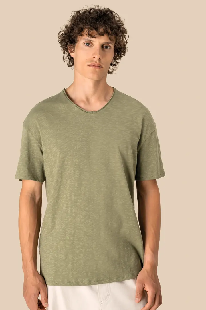 T-shirt écoresponsable col slub à épaules tombantes homme 2