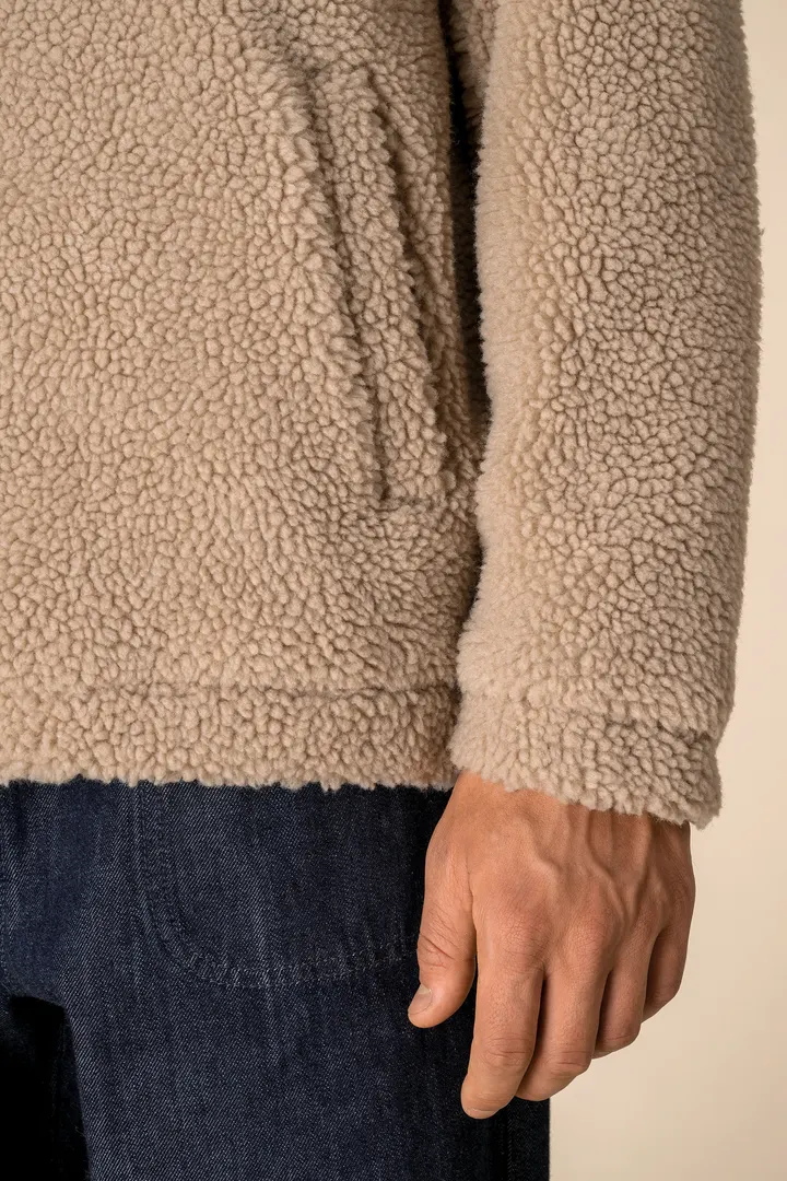 Unisex-Sweatshirt mit 1/4-Reißverschluss und überschnittenen Schultern aus Sherpa-Material 2