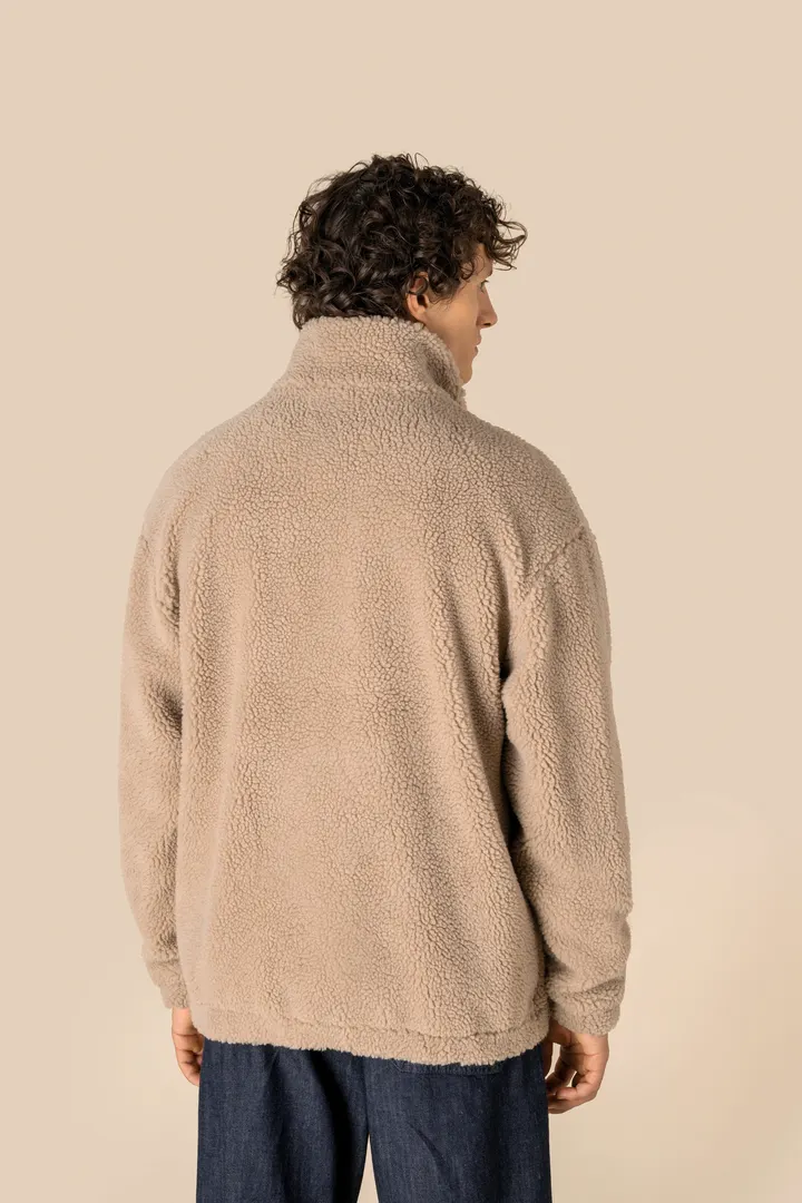 Unisex-Sweatshirt mit 1/4-Reißverschluss und überschnittenen Schultern aus Sherpa-Material 10