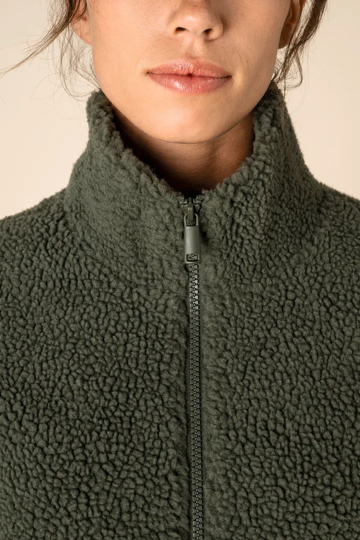 Unisex-Sweatshirt aus Sherpa mit Reißverschluss und überschnittenen Schultern 7