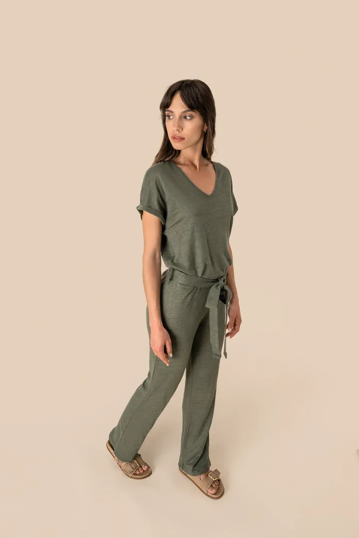 Overall aus Leinenstrickstoff mit kurzen Ärmeln für Damen 2