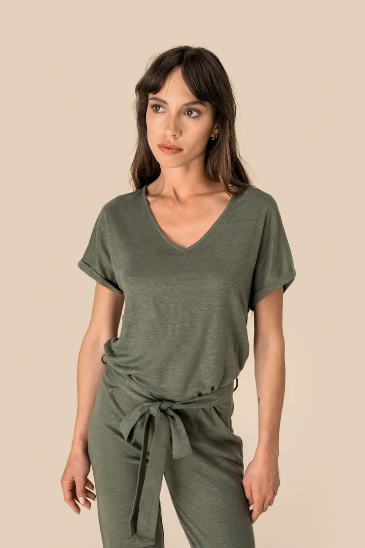 Overall aus Leinenstrickstoff mit kurzen Ärmeln für Damen 3