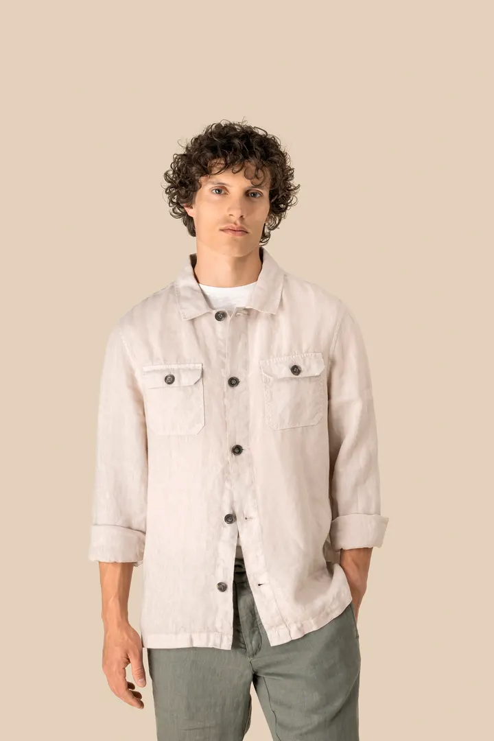 Ausgewaschene Herrenhemdjacke aus Leinen 7