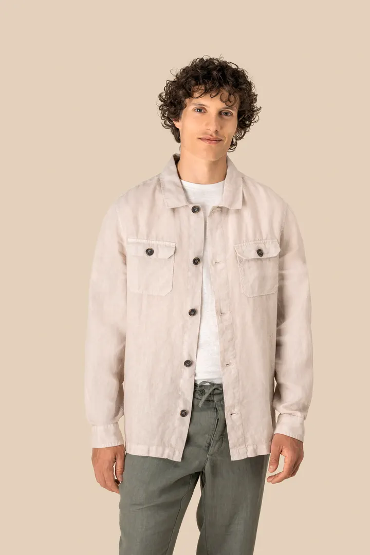 Ausgewaschene Herrenhemdjacke aus Leinen 2