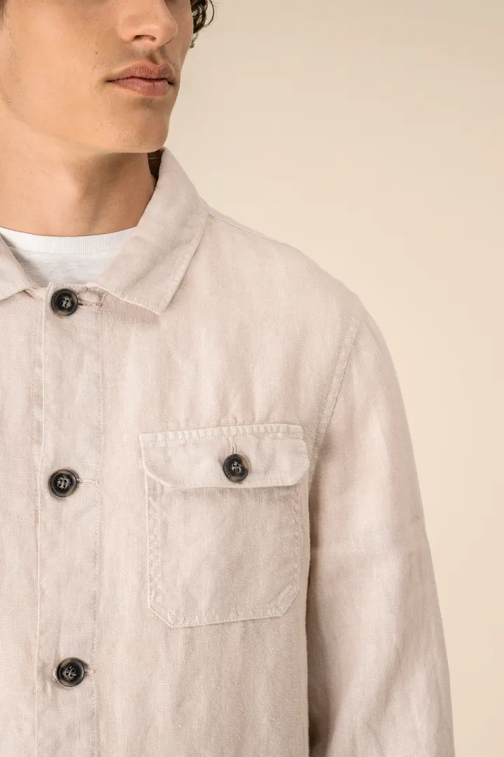 Ausgewaschene Herrenhemdjacke aus Leinen 6