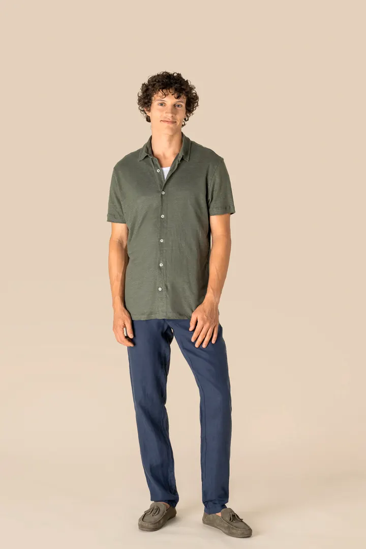 Chemise à manches courtes en lin homme 1