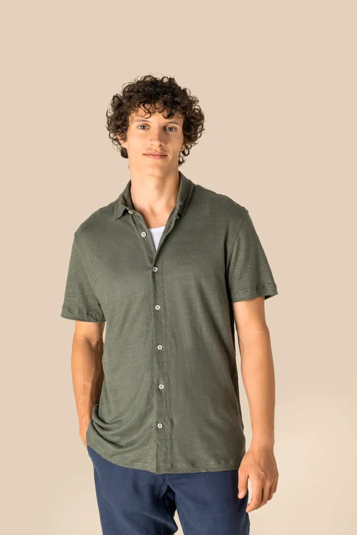 Chemise à manches courtes en lin homme 2