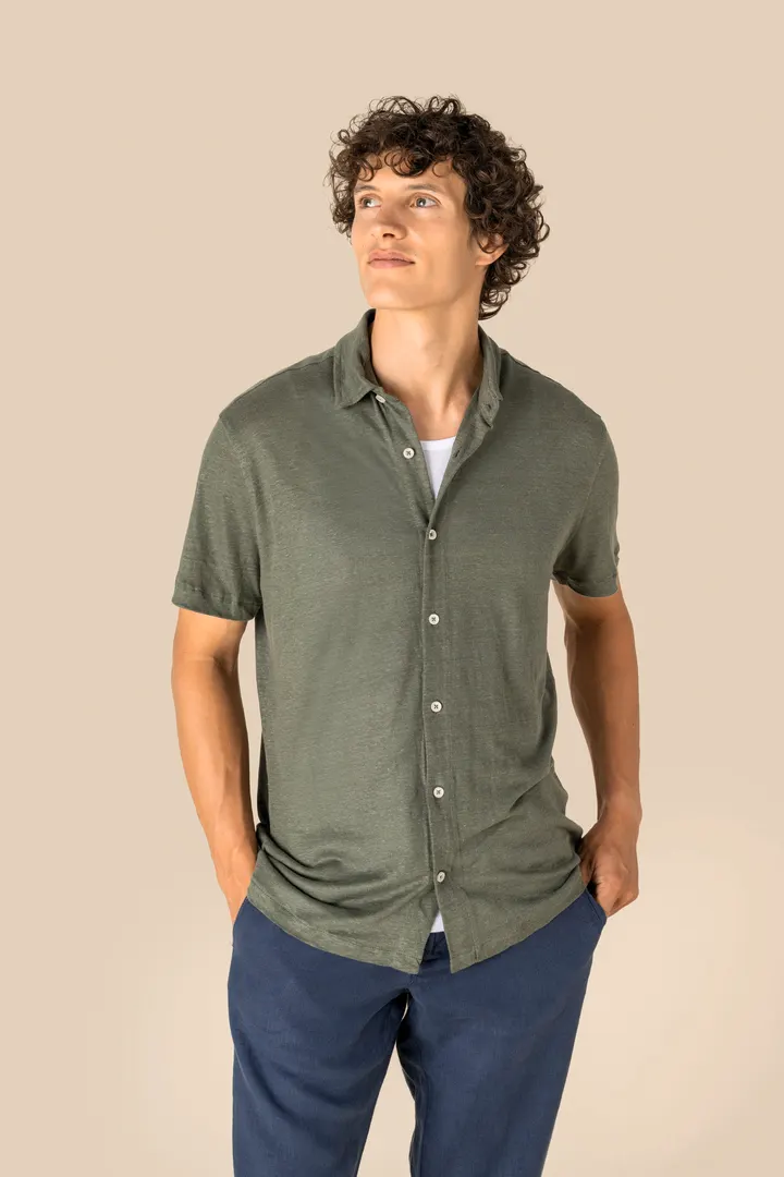 Chemise à manches courtes en lin homme 3