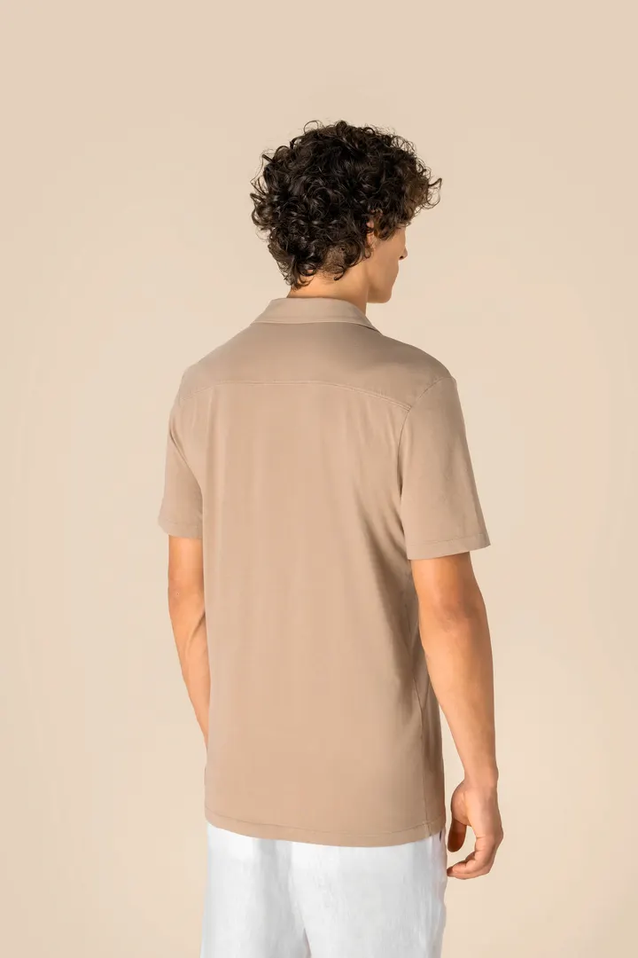 Chemise écoresponsable à col bowling délavée en jersey manches courtes homme 5