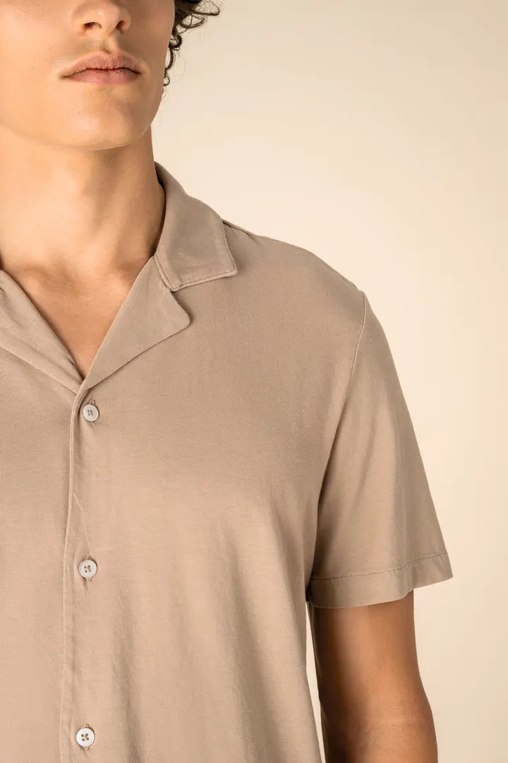 Chemise écoresponsable à col bowling délavée en jersey manches courtes homme 6