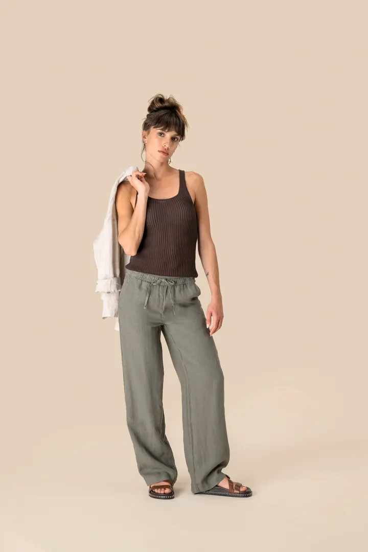Ausgewaschene Damenhose aus Leinen 6