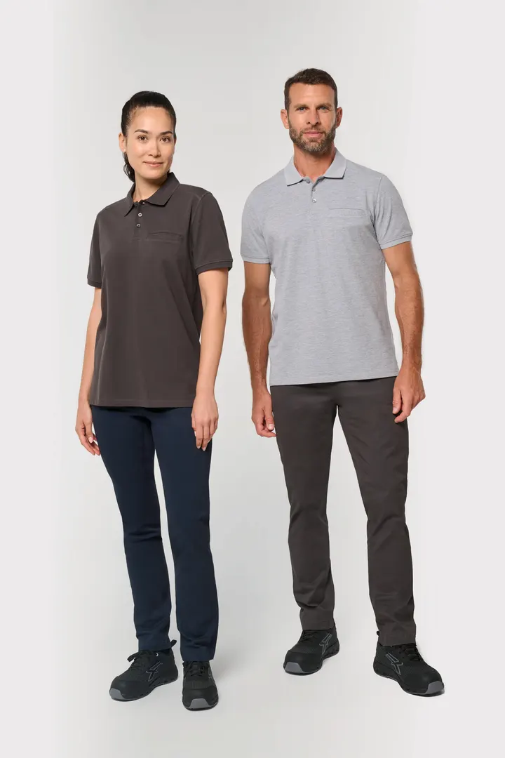 Bio-Baumwolle Unisex-Poloshirt mit Brusttasche 12