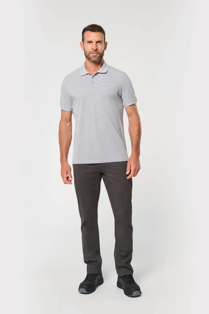 Bio-Baumwolle Unisex-Poloshirt mit Brusttasche 14