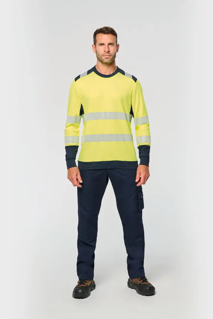 T-shirt de sécurité recyclé col rond manches longues unisexe 14