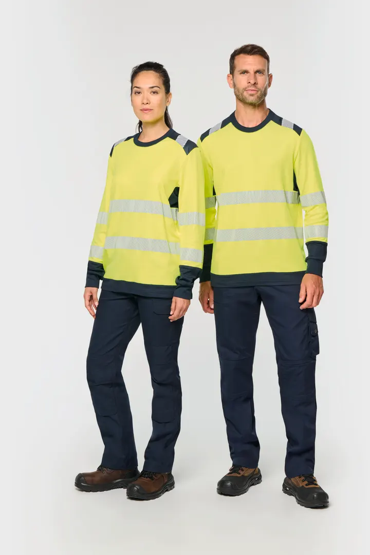 T-shirt de sécurité recyclé col rond manches longues unisexe 4