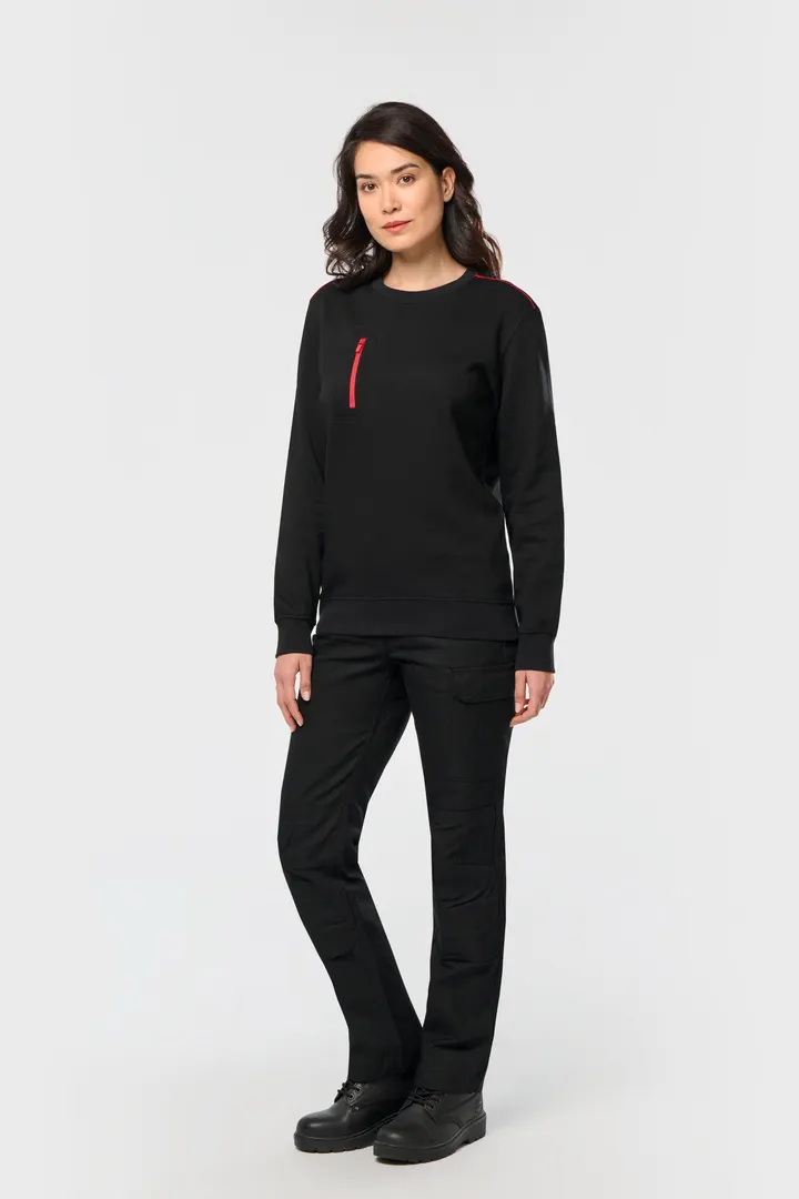Day To Day Unisex-Sweatshirt mit kontrastfarbener zip Tasche 15