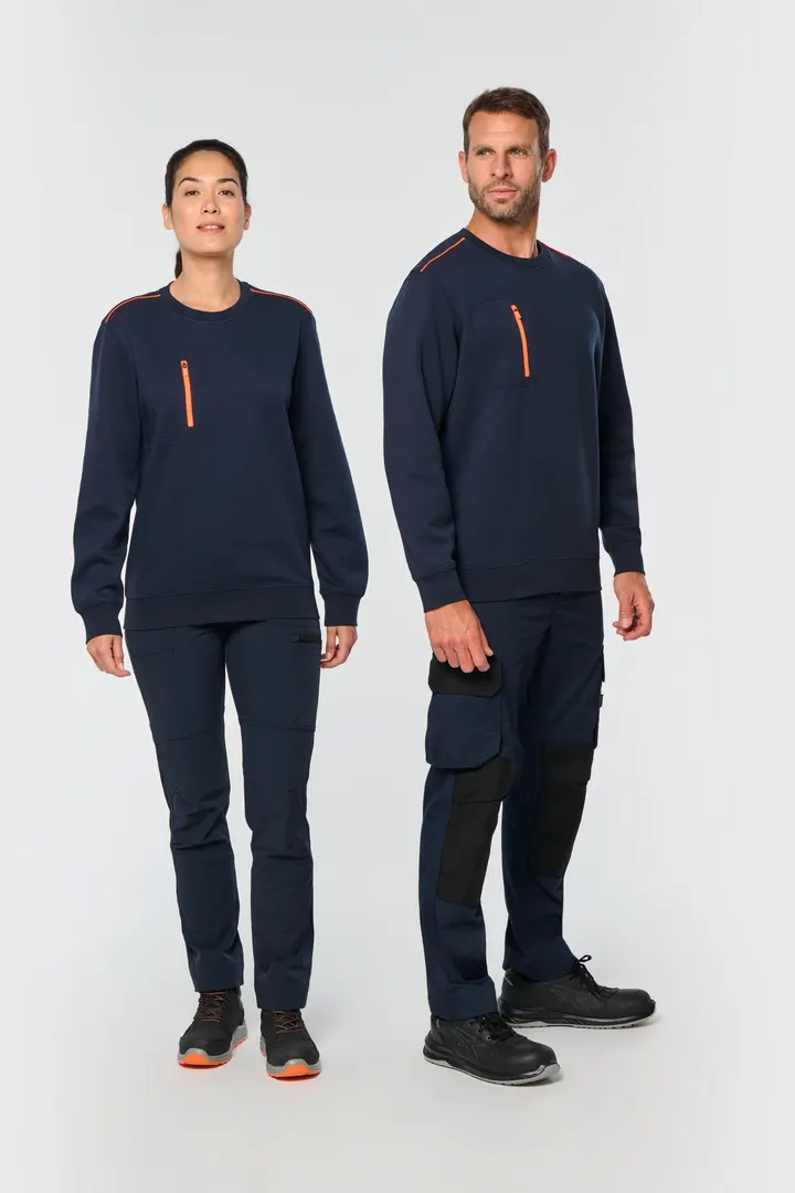 Day To Day Unisex-Sweatshirt mit kontrastfarbener zip Tasche 21