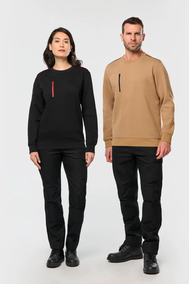 Day To Day Unisex-Sweatshirt mit kontrastfarbener zip Tasche 2