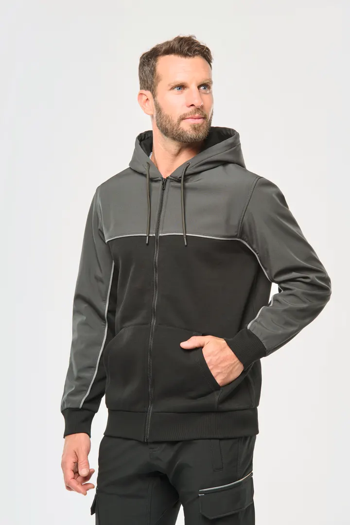 Veste molleton bicolore zippée à capuche écoresponsable unisexe 23
