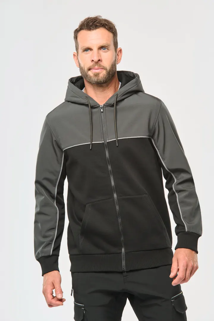Veste molleton bicolore zippée à capuche écoresponsable unisexe 24