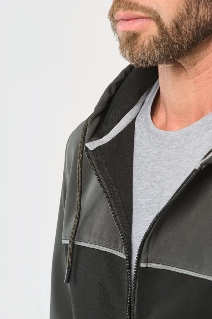 Veste molleton bicolore zippée à capuche écoresponsable unisexe 3