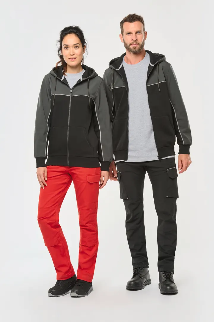 Veste molleton bicolore zippée à capuche écoresponsable unisexe 2