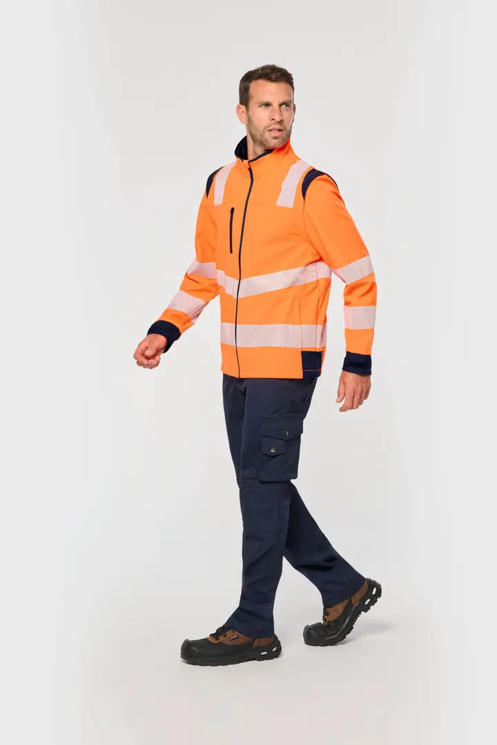 Recycelte Safety Softshell-Jacke mit abnehmbaren Ärmeln 2