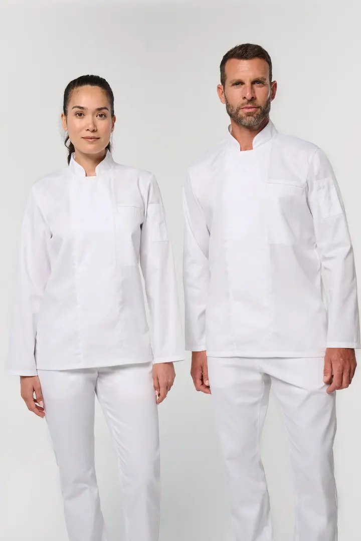 Veste de cuisine écoresponsable et respirante manches longues unisexe 19